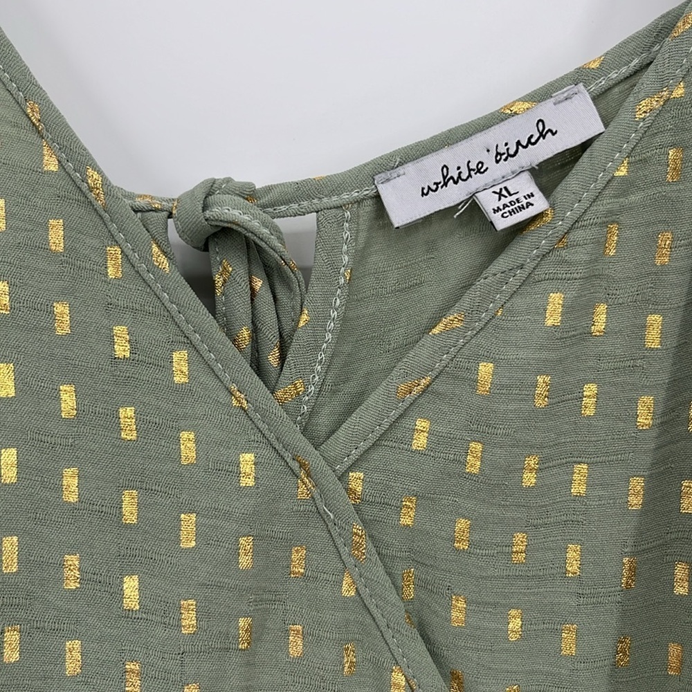 White Birch Green & Gold Tiered Maxi Dress | NWT Boutique | Size XL - Picture 7 of 10
